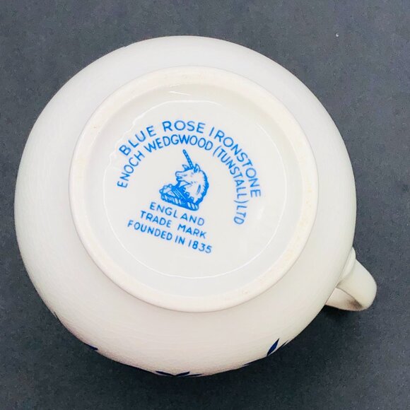 Vintage 60s Enoch Wedgwood Tunstall BLUE ROSE Ironstone Creamer Chateaucore - Picture 8 of 9